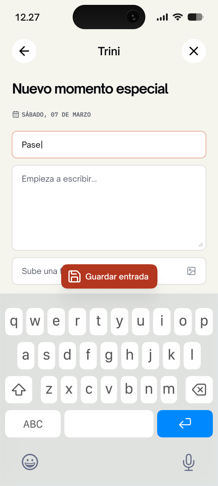 Creación de nuevo momento