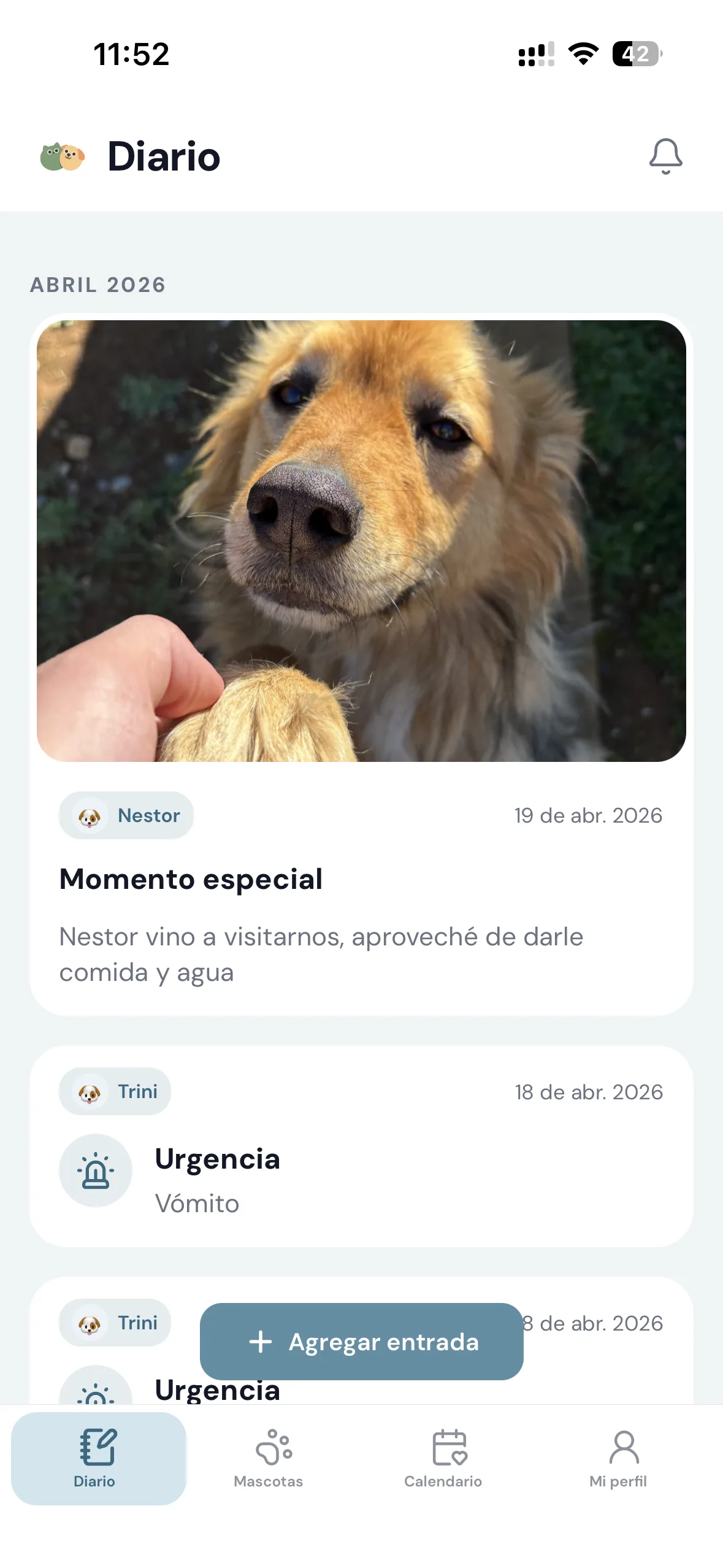 Capturas de la app Mis Mascotas