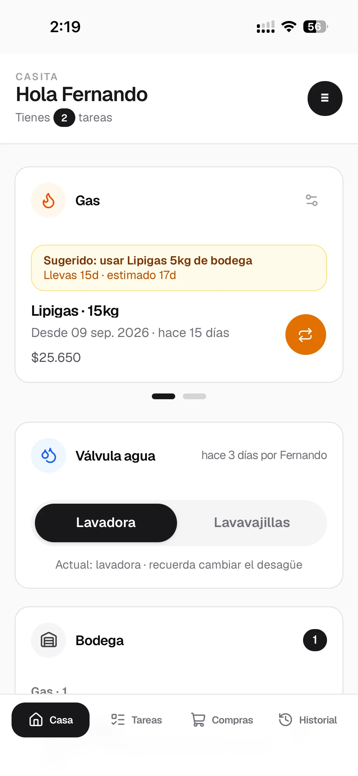 Capturas de la PWA Mi Casa